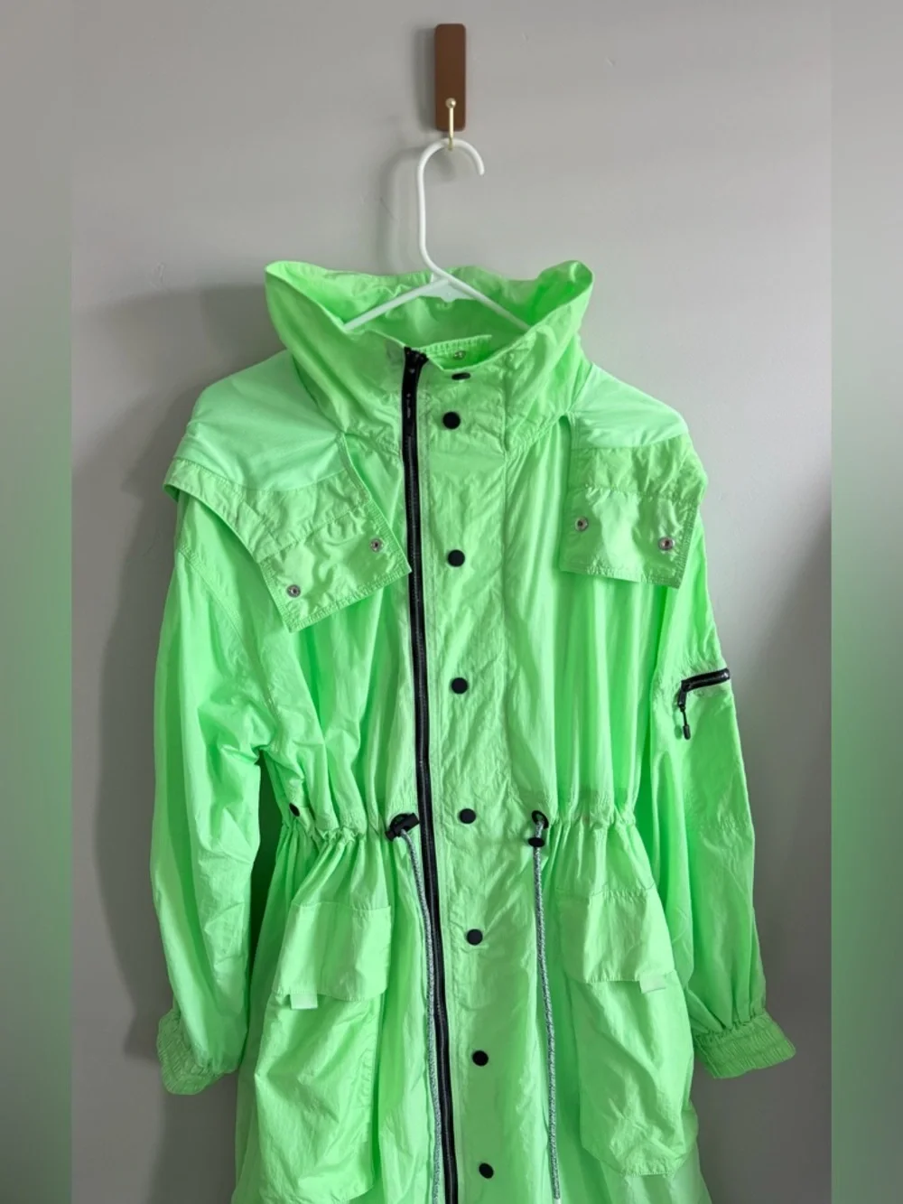 Free People Movement Aurora Maxi Windbreaker Parka in Neon Lime